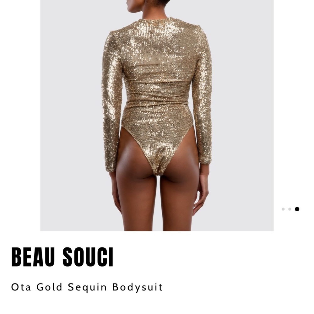 Beau Souci Ota Gold Sequin Bodysuit size S